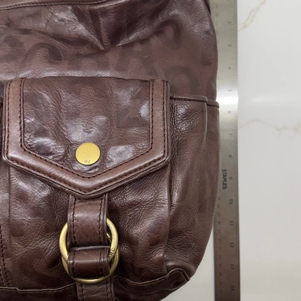 Marc Jacobs Dark Brown Leather Hobo Shoulder Bag with Gold Hardware